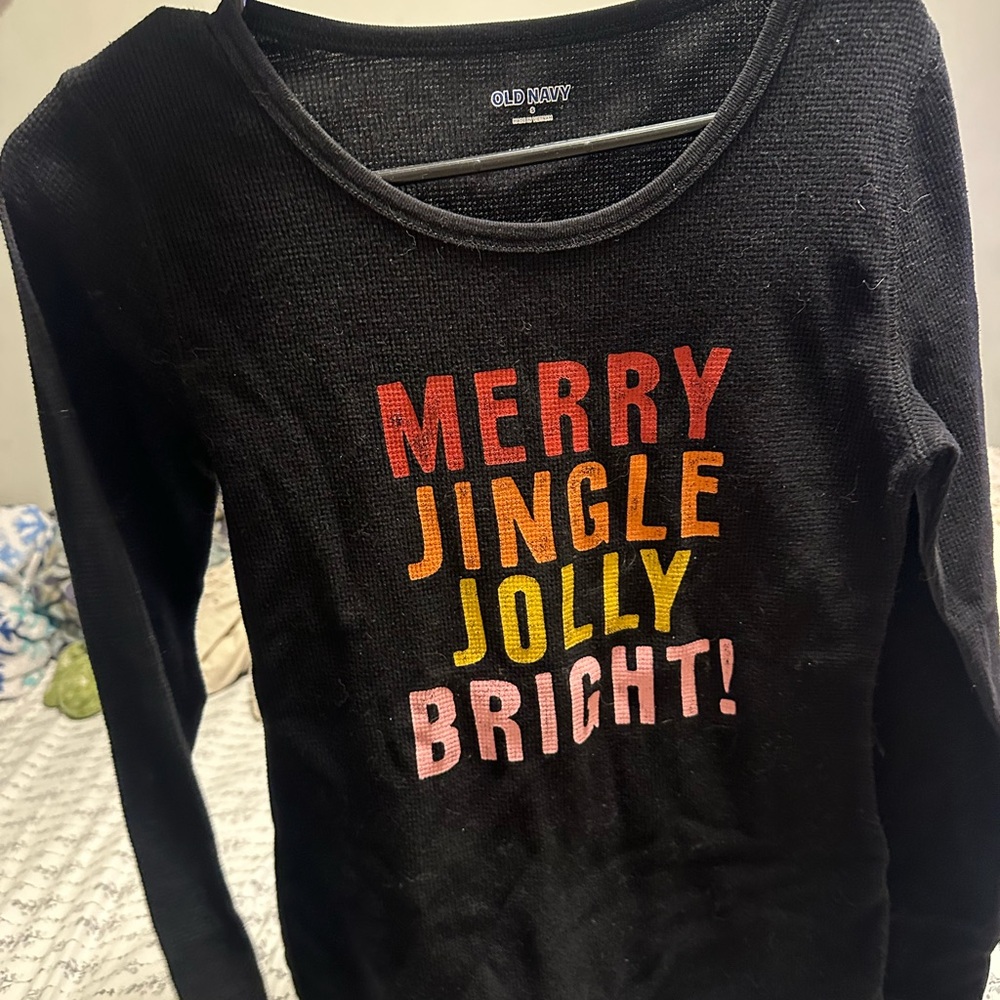 Old Navy Black Sweater with Festive Text